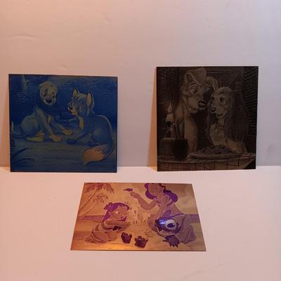 Tin / metal lasered artwork cartoon characters Lady & Tramp - and others