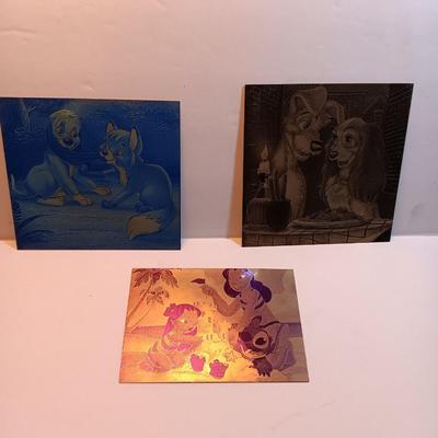 Tin / metal lasered artwork cartoon characters Lady & Tramp - and others
