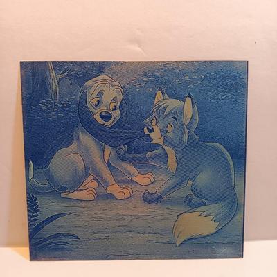 Tin / metal lasered artwork cartoon characters Lady & Tramp - and others