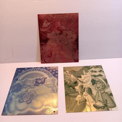 Tin / metal lasered artwork cartoon characters - Scooby - care bears - Cinderella