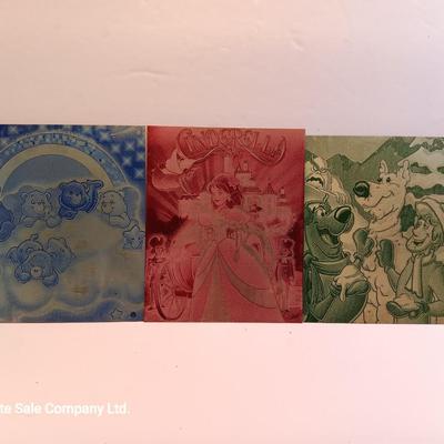 Tin / metal lasered artwork cartoon characters - Scooby - care bears - Cinderella