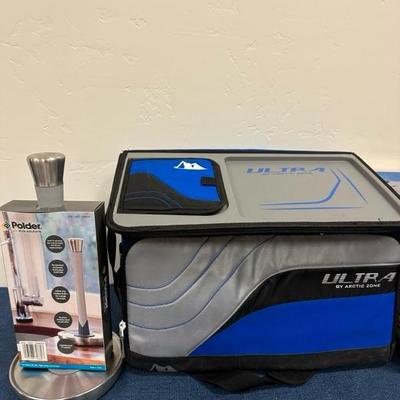 Lot 290 Arctic zone, cooler, paper, towel holder and office supplies