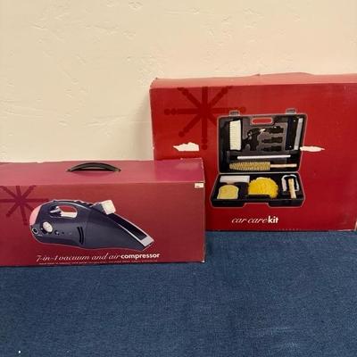 Lot 295 Seven in one vacuum and air compressor and car care kit