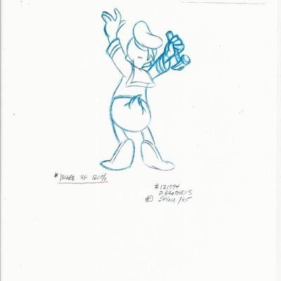 Disney Donald Duck original hand drawn art for Parker Bros. Hasbro Crazy 8's card game