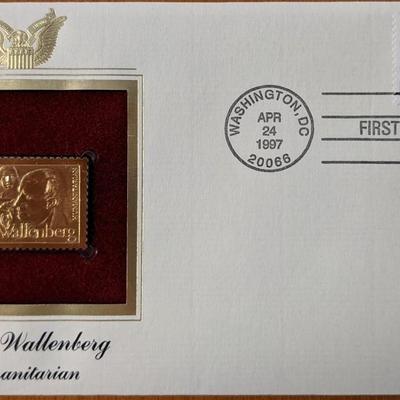 Raoul Wallenberg Humanitarian Gold Stamp Replica First Day Cover