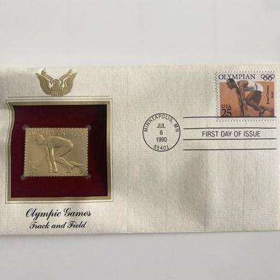 Olympic Games Track and Field Gold Stamp Replica First Day Cover