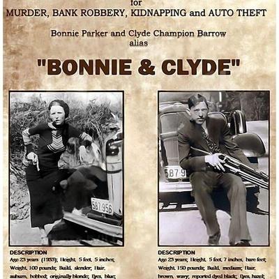 Bonnie & Clyde Wanted Poster reprint