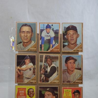 Lot of 9 1962 TOPPS Hall of Famer Cards