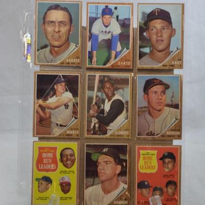 Lot of 9 1962 TOPPS Hall of Famer Cards