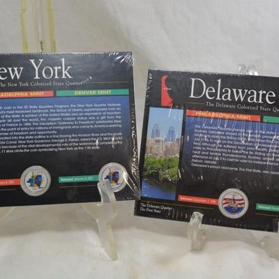 New York & Delaware Colorized State Quarters, Philadelphia & Denver Mints