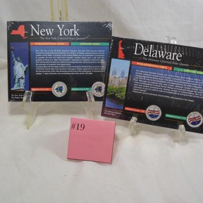 New York & Delaware Colorized State Quarters, Philadelphia & Denver Mints