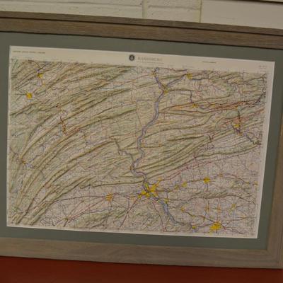Harrisburg PA Region USGS 3D Raised Relief Map, Framed/Matted 34x26