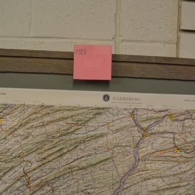 Harrisburg PA Region USGS 3D Raised Relief Map, Framed/Matted 34x26