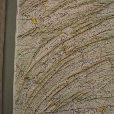 Harrisburg PA Region USGS 3D Raised Relief Map, Framed/Matted 34x26
