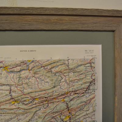 Harrisburg PA Region USGS 3D Raised Relief Map, Framed/Matted 34x26