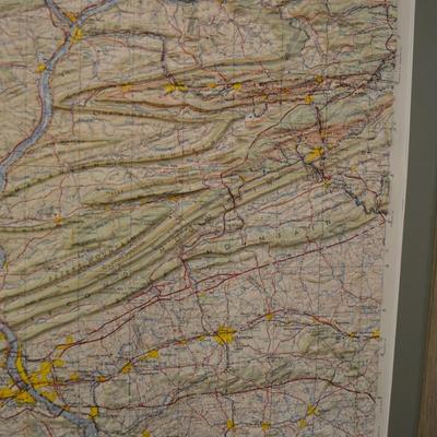 Harrisburg PA Region USGS 3D Raised Relief Map, Framed/Matted 34x26