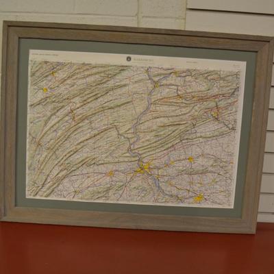 Harrisburg PA Region USGS 3D Raised Relief Map, Framed/Matted 34x26