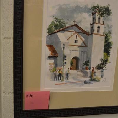 Framed/Matted NORMAN KIRK â€œMission Basilica San Buenaventuraâ€ 21x18