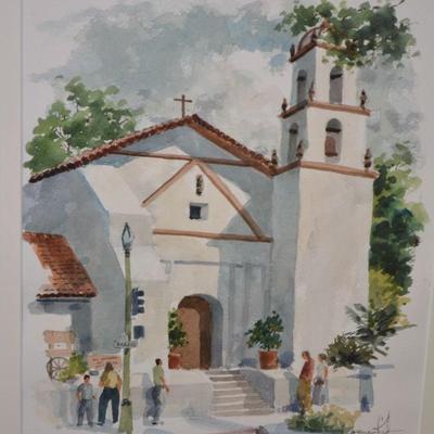 Framed/Matted NORMAN KIRK â€œMission Basilica San Buenaventuraâ€ 21x18