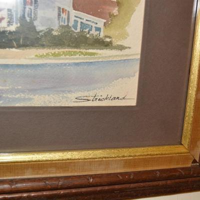 Original Framed Watercolor, Signed Strickland 22.5x18.25