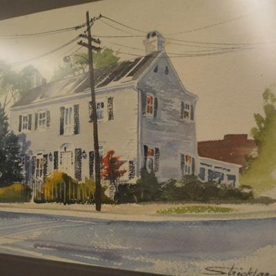 Original Framed Watercolor, Signed Strickland 22.5x18.25
