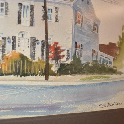Original Framed Watercolor, Signed Strickland 22.5x18.25