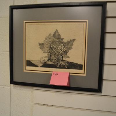 CLAUDE SAUCY â€œLittle Garden On Topâ€ Etching, 5/100 Signed 18.75x16.75