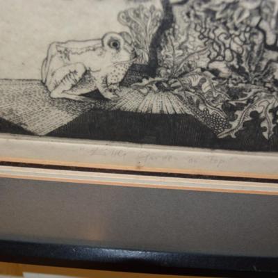 CLAUDE SAUCY â€œLittle Garden On Topâ€ Etching, 5/100 Signed 18.75x16.75