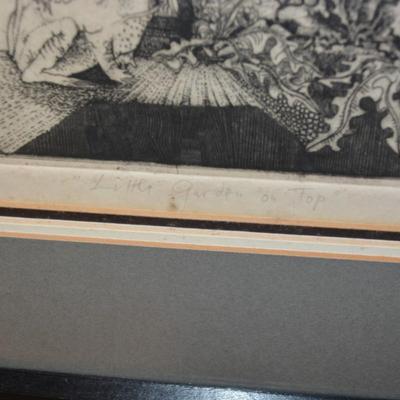 CLAUDE SAUCY â€œLittle Garden On Topâ€ Etching, 5/100 Signed 18.75x16.75