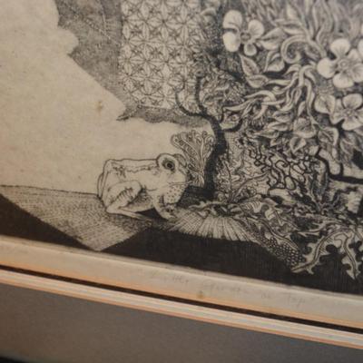 CLAUDE SAUCY â€œLittle Garden On Topâ€ Etching, 5/100 Signed 18.75x16.75