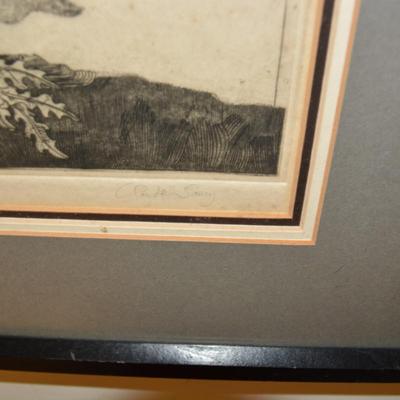 CLAUDE SAUCY â€œLittle Garden On Topâ€ Etching, 5/100 Signed 18.75x16.75