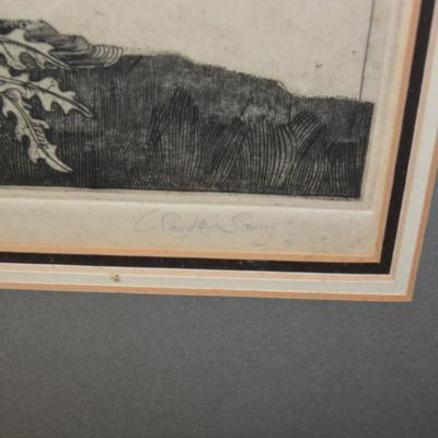 CLAUDE SAUCY â€œLittle Garden On Topâ€ Etching, 5/100 Signed 18.75x16.75
