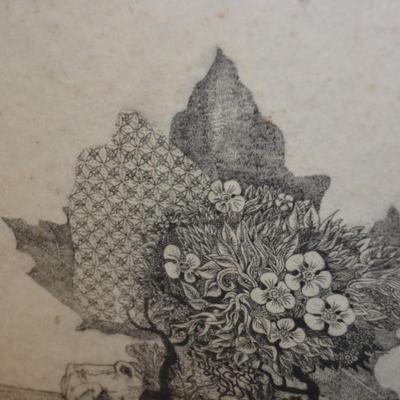 CLAUDE SAUCY â€œLittle Garden On Topâ€ Etching, 5/100 Signed 18.75x16.75