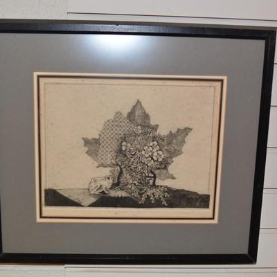CLAUDE SAUCY â€œLittle Garden On Topâ€ Etching, 5/100 Signed 18.75x16.75