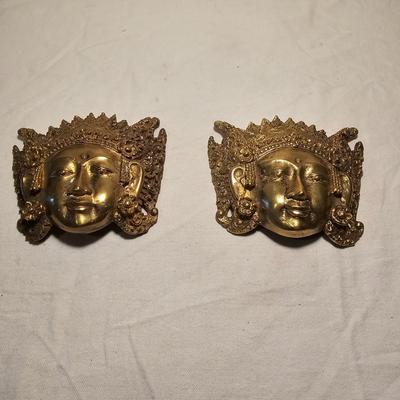 Three Brass Masks & Candlestick (BS-JS)