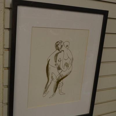 Framed/Matted Dancing Couple Print, R. Bremer 21x17
