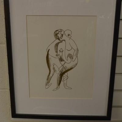Framed/Matted Dancing Couple Print, R. Bremer 21x17