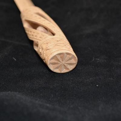 Hand-Carved Wooden Letter Opener 1988, Caged Spheres 10.75â€