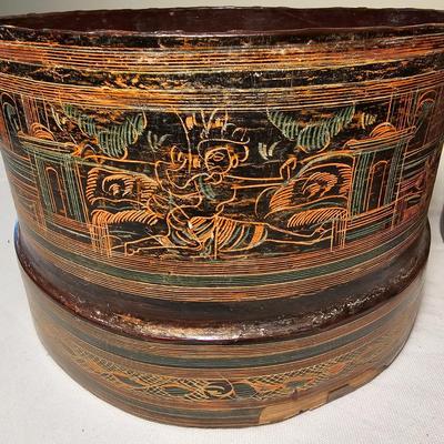 Burmese Lacquerware Betel Box & Hindu Goddess Plaque (BS-JS)