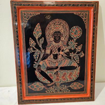 Burmese Lacquerware Betel Box & Hindu Goddess Plaque (BS-JS)