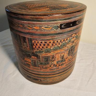 Burmese Lacquerware Betel Box & Hindu Goddess Plaque (BS-JS)