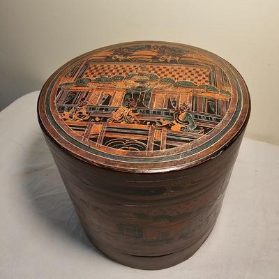 Burmese Lacquerware Betel Box & Hindu Goddess Plaque (BS-JS)