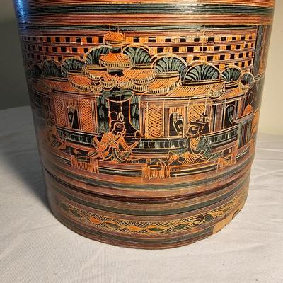 Burmese Lacquerware Betel Box & Hindu Goddess Plaque (BS-JS)