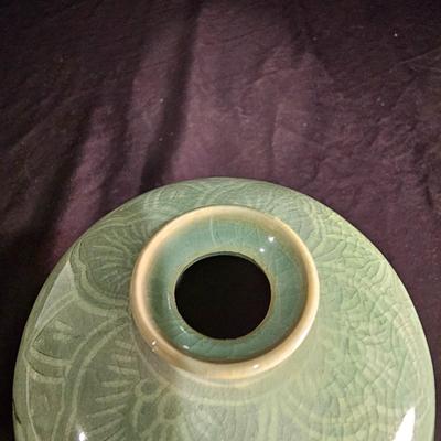 Pair of Celadon Crane Themed Vases (BS-JS)