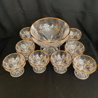 Longchamp Gold-Rimmed Crystal Dessert Bowls (K-KW)