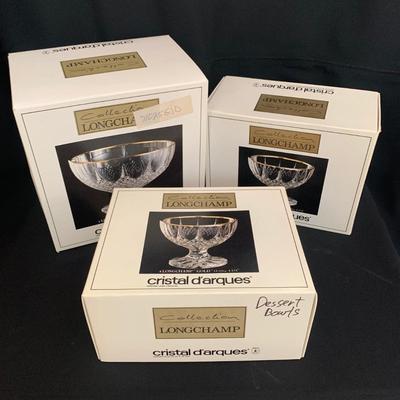 Longchamp Gold-Rimmed Crystal Dessert Bowls (K-KW)