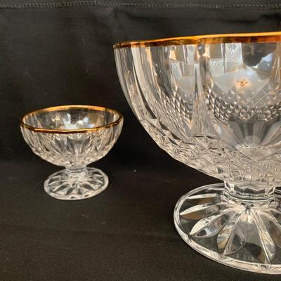 Longchamp Gold-Rimmed Crystal Dessert Bowls (K-KW)