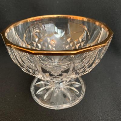Longchamp Gold-Rimmed Crystal Dessert Bowls (K-KW)