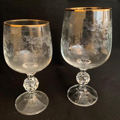 Bohemia Gold Lace Crystal Wine Glasses & Goblets (K-KW)