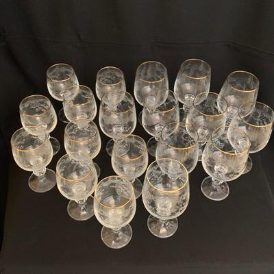 Bohemia Gold Lace Crystal Wine Glasses & Goblets (K-KW)